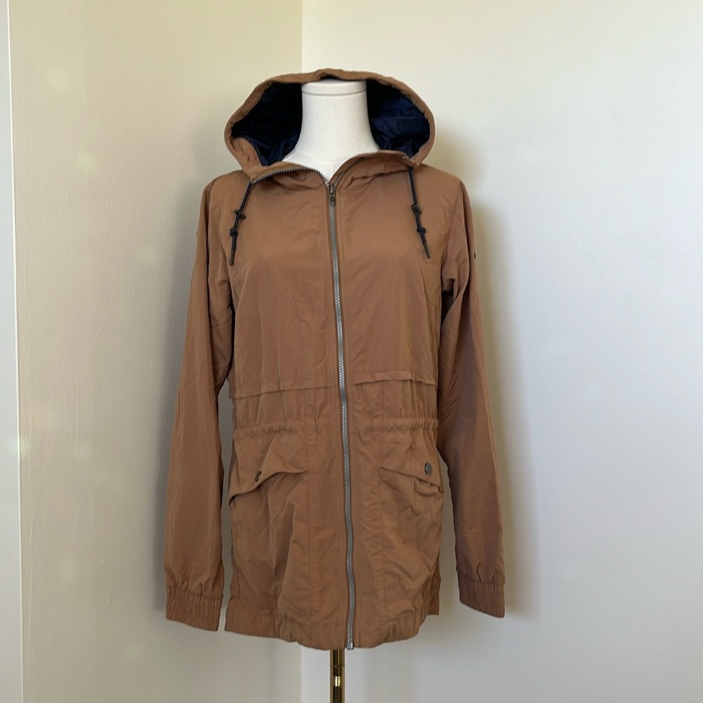 Women’s Columbia Tan Tunic Lightweight Windbreaker Hiking Jacket